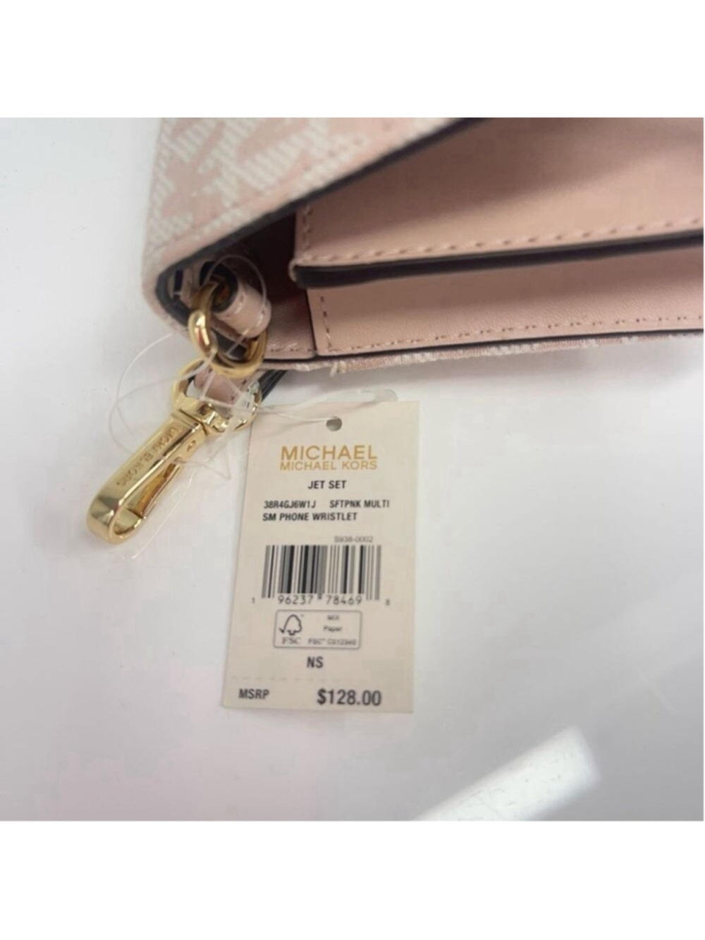 Michael Kors Tech Phone Wallet/Wristlet Pink Jaquard Fabric Soft Pink - Picture 7 of 10